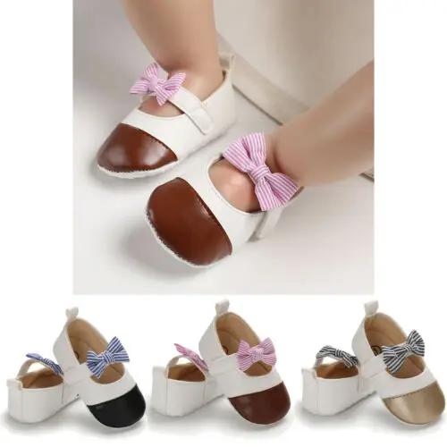

Newborn Baby Girl Bow Anti-slip Crib Shoes Soft Sole Sneakers Prewalker 0-18M