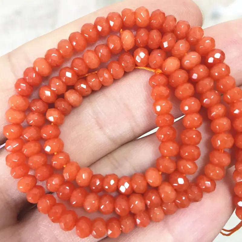 

DIY Accessories 2x4mm Orange Natural Stone Jades Faceted Abacus Chalcedony Loose Spacers Beads for Jewelry Making 14inch A148