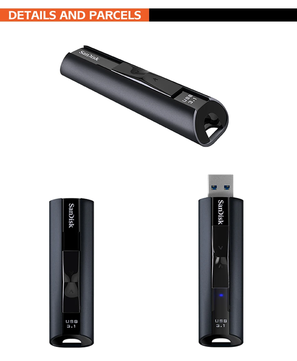 SanDisk EXTREME PRO USB 3,1 твердотельная флеш-накопитель 64G 128GB 256GB супер быстрый твердотельный производительный USB флеш-накопитель до