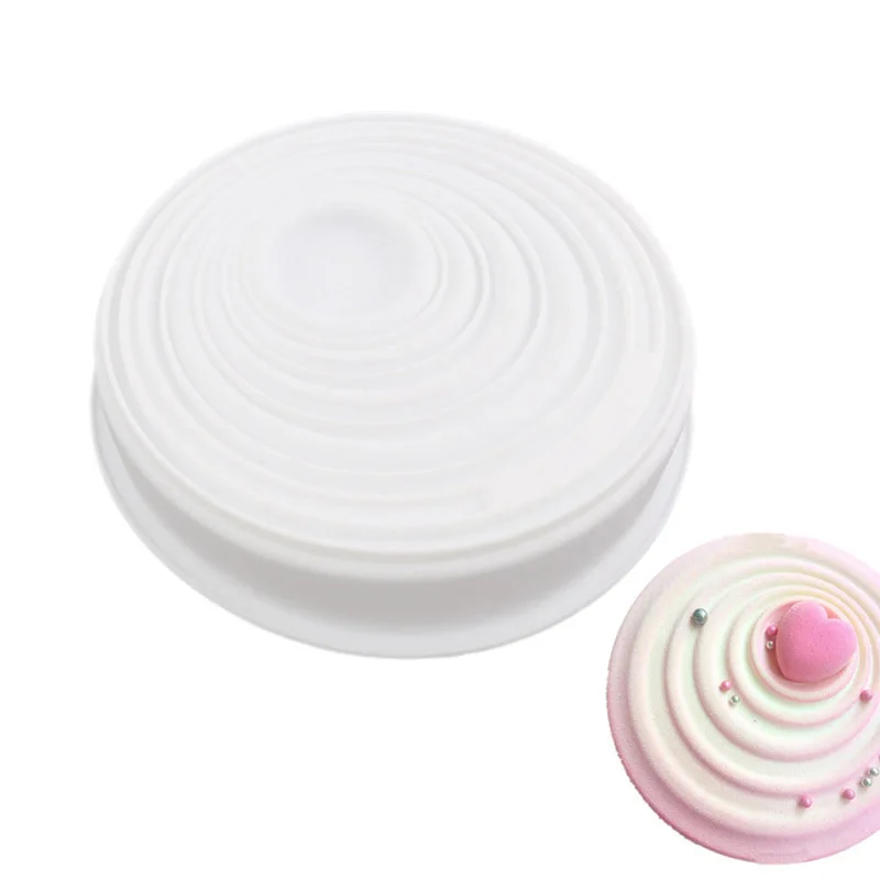 

Vague Circular Corrugated Shaped Freezing and Baking Decorating Bakeware Cake Mold 3D DIY Silicone Muffin Pan