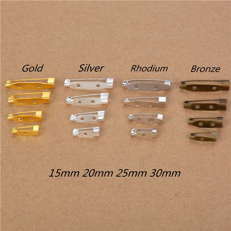 

40Pcs 15 20 25 30mm Safety Lock Back bar Pin DIY brooch base use for brooch and hair jewelry Finding