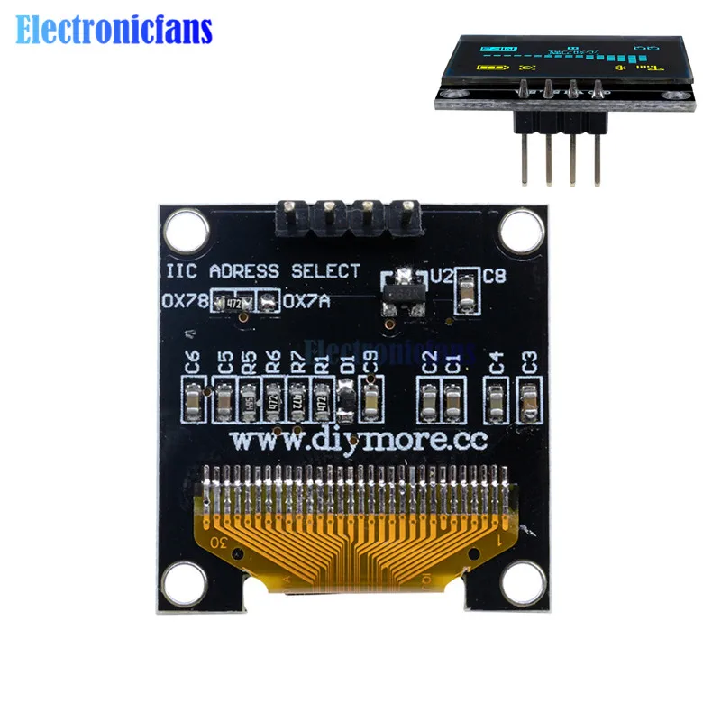 Желтый синий модуль OLED дисплея 0 96 дюйма серийный IIC 128X64 I2C SSD1306 12864 плата с ЖК