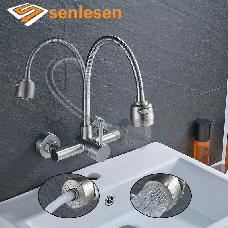 

Wholesale And Retail Luxury Chrome Stainless Steel Wall Faucets Spout Kitchen Faucet Vessel Sink Mixer Tap
