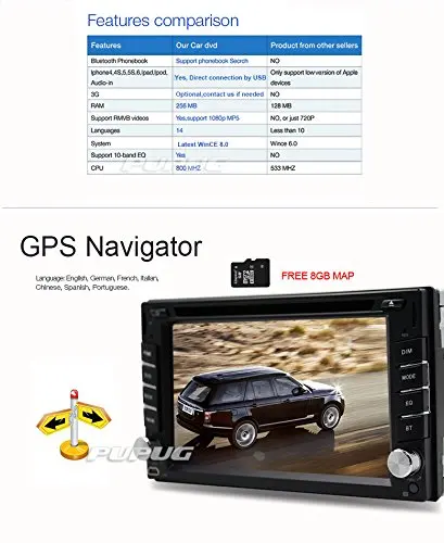 Perfect Rear Camera Windows Ce 8.0 Car Stereo 6.2 Inch Car GPS Navigation Ipod Analog Tv Am/fm Radio Hd Touchscreen Car DVD Player Doubl 2