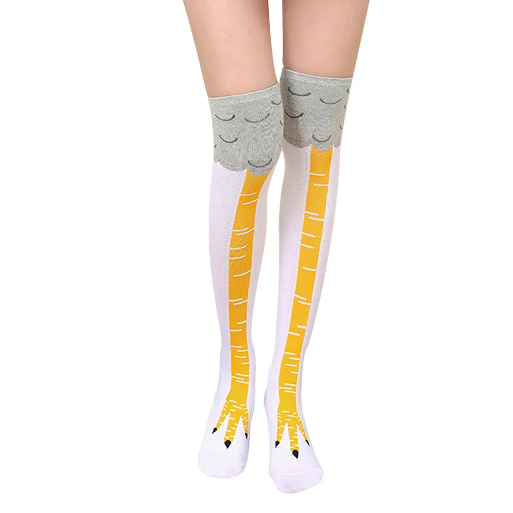 

Funny Women Girl Casual Chicken Creative Print Cartoon Thigh Socks