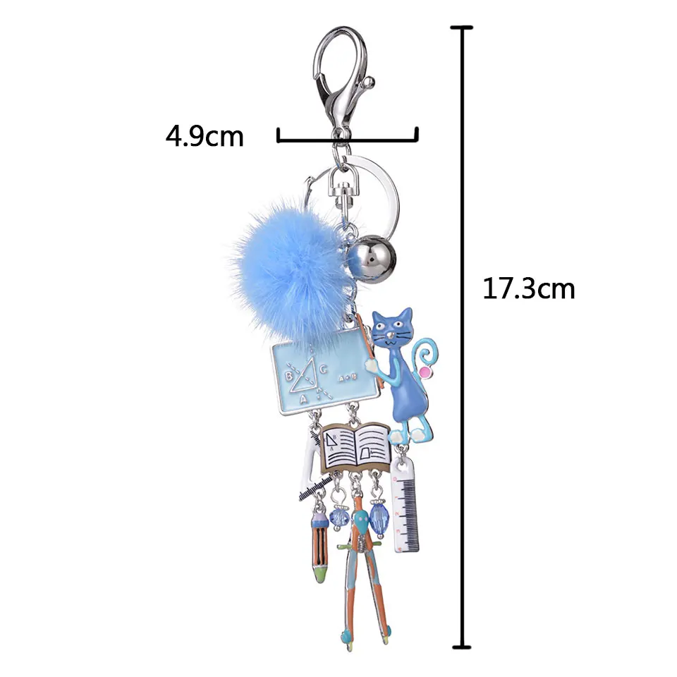 Cring Coco Cute Cat Keychain Fur Pompon Book Fashion Jewelry Handmade Key Chain New Year Gifts Kids Keychains Toys 9 Color