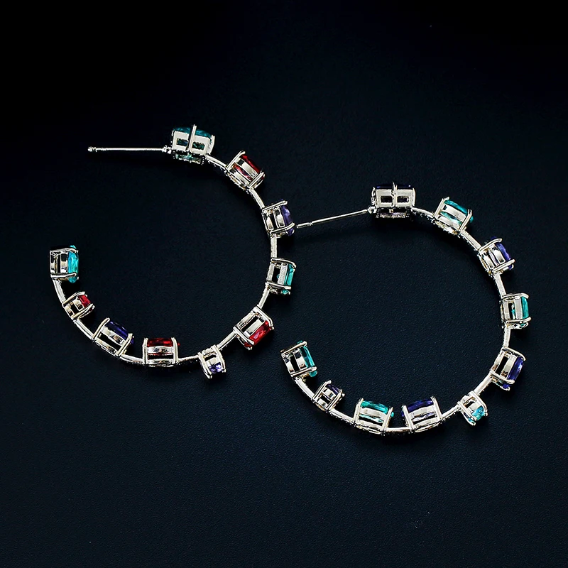 Красочные серьги-кольца с кубическим цирконием для женщин, свадебные Гавайские вечерние ювелирные изделия XIUMEIYIZU, очаровательные Классические круглые серьги
