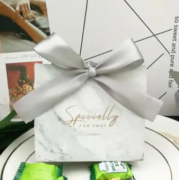 

50Pcs Grey Marble Lines Candy Bag Box for Party Table Decoration/Event Party Supplies/Wedding Favours Gift Boxes
