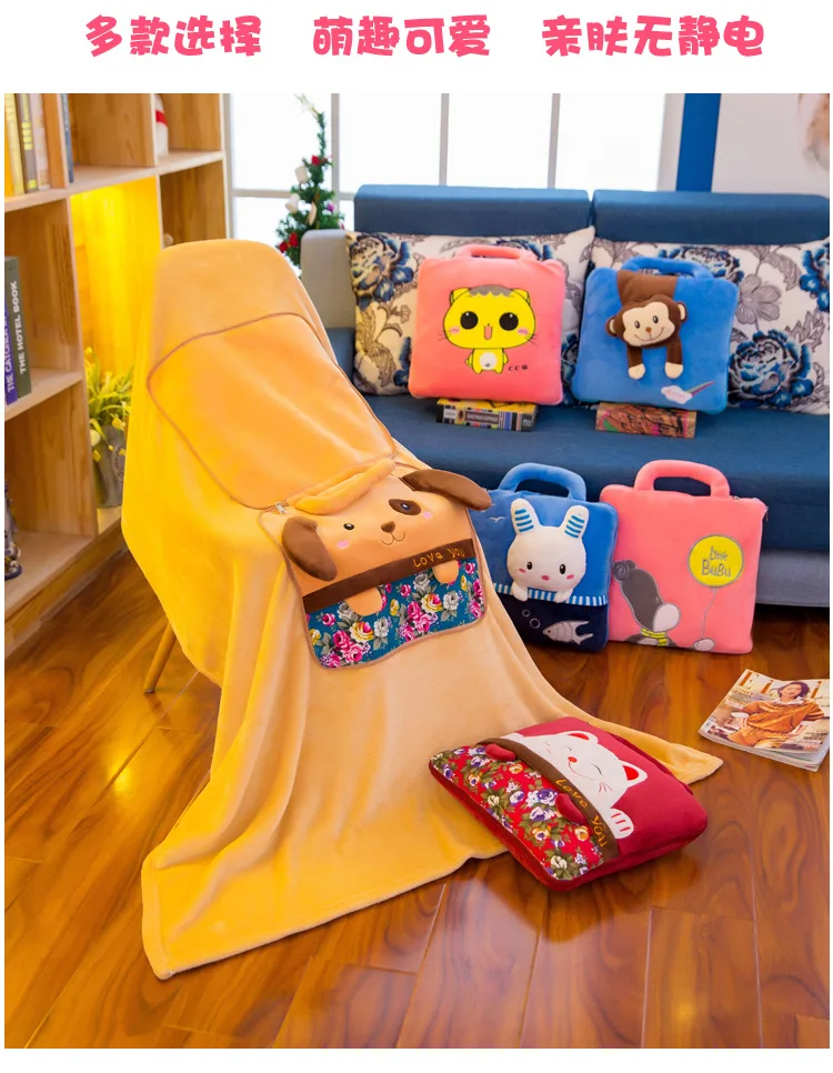 20styles Cartoon Animals Plush Creative Winter Soft Stuffed Plush Pillow Air Conditioning Blanket Inside Sofa Back Cushion Doll