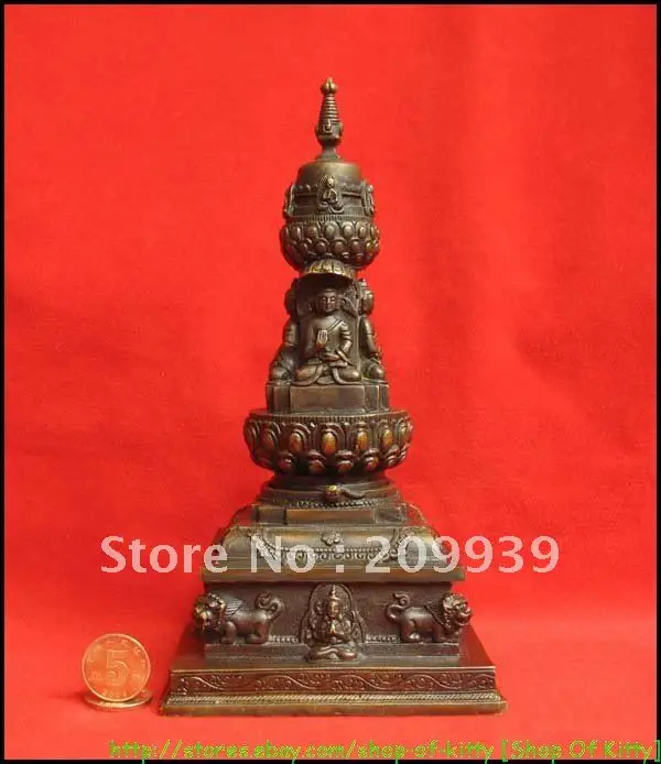 

Tibetan Bronze Stupa dagoba Buddha Statue 7.5"H A