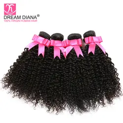 DreamDiana бразильские кудрявые вьющиеся волосы 3/4 пучков натуральных цветов афро волосы для наращивания Remy поставщики человеческих волос 4 дня