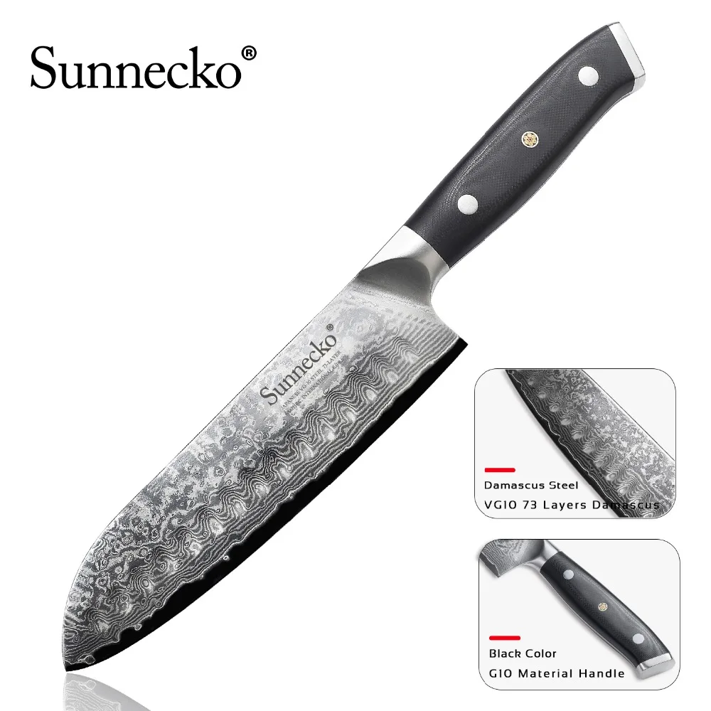2018 нож SUNNECKO Дамаск VG10 сталь 7 &quotSantoku японский острый кухонные ножи G10 Ручка