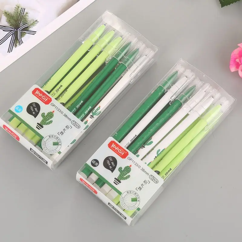 

1Set Student Cartoon Cute Erasable Pen Magic Easy To Wipe 0.38mm Cactus Bamboo Neutral Erasable Rubbing Pen Simple And Beautiful