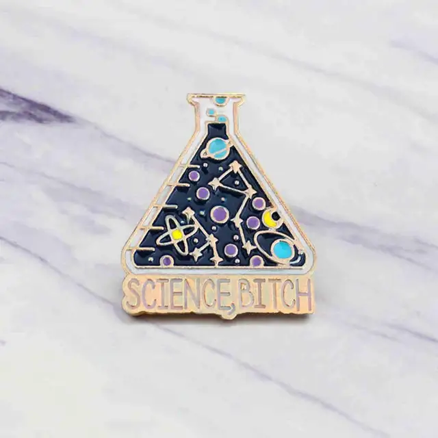 Buy Golden Colorful Science Beaker Enamel Pins Lapel