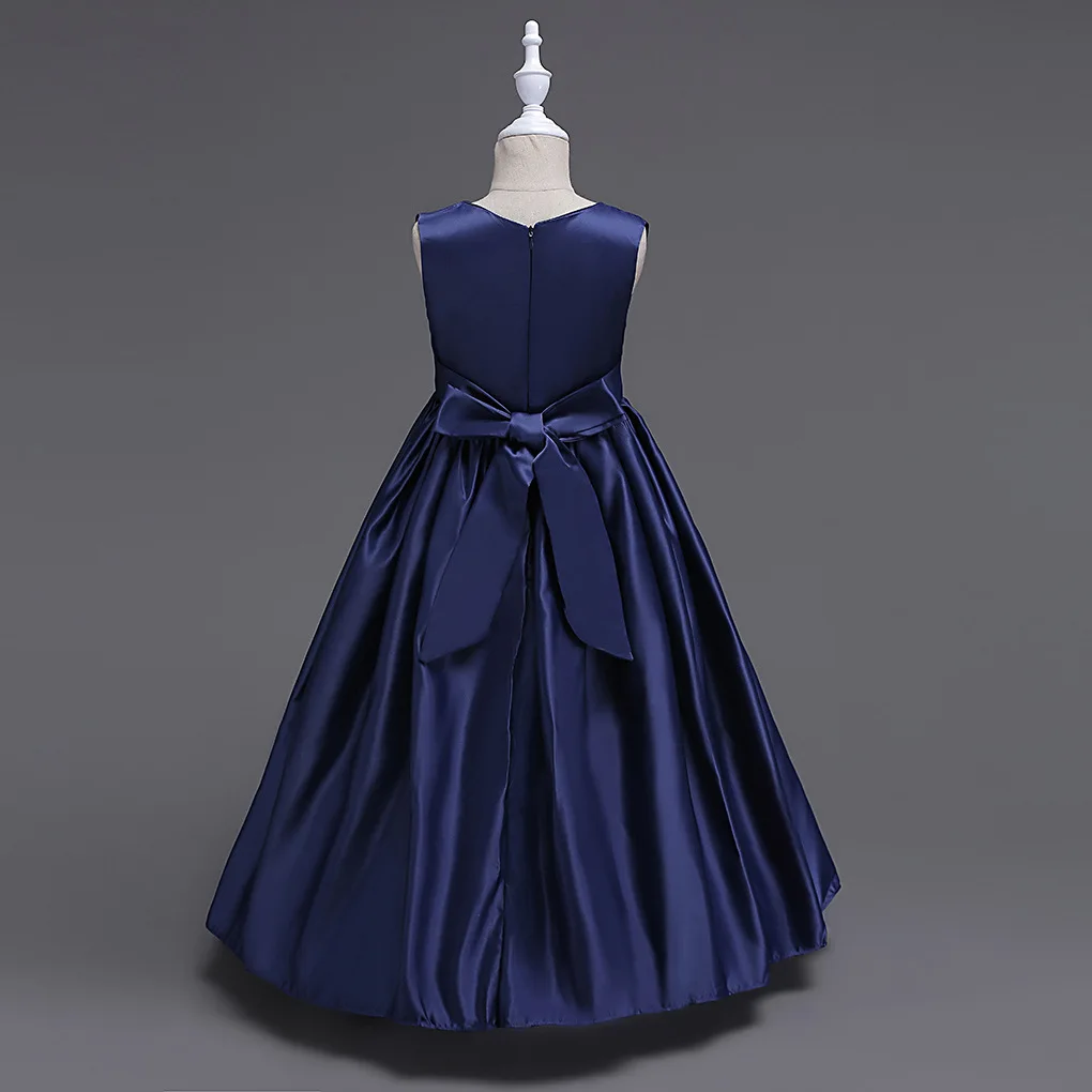 Us 1919 20 Off2 14y Navy Biru Putri Gadis Gaun Pesta Kelulusan Prom Dress Anak Remaja Pakaian V Neck Flower Girl Dress Untuk Pernikahan In Dresses