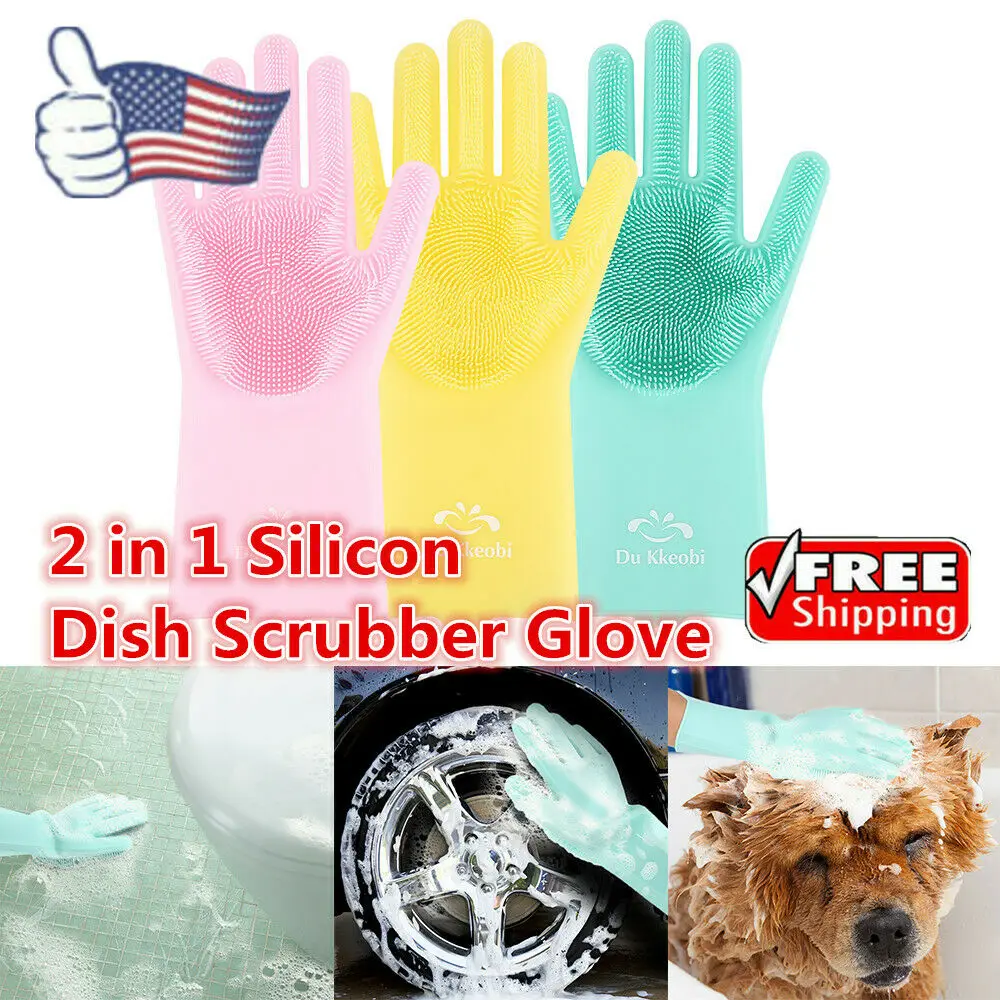 

Kitchen Magic Silicone Dish Washing Gloves Kitchen Accessories Dishwashing Glove Household Tools for Cleaning Car Pet Brush