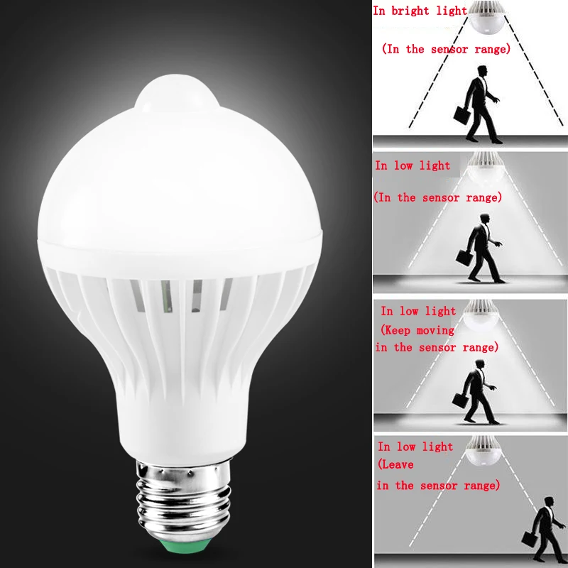 

1pcs PIR Motion Sensor Lamp 5w Led E27 Bulb 7w 9w Auto Smart Led PIR Infrared Body Lamp With The Motion Sensor Lights
