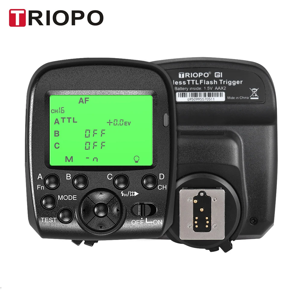 Gatilho sem Fio com Widescreen Transmissão sem Fio Triopo Duplo Display Lcd 1 – 8000s Hss 2.4g 16 Canais g1 Ttl
