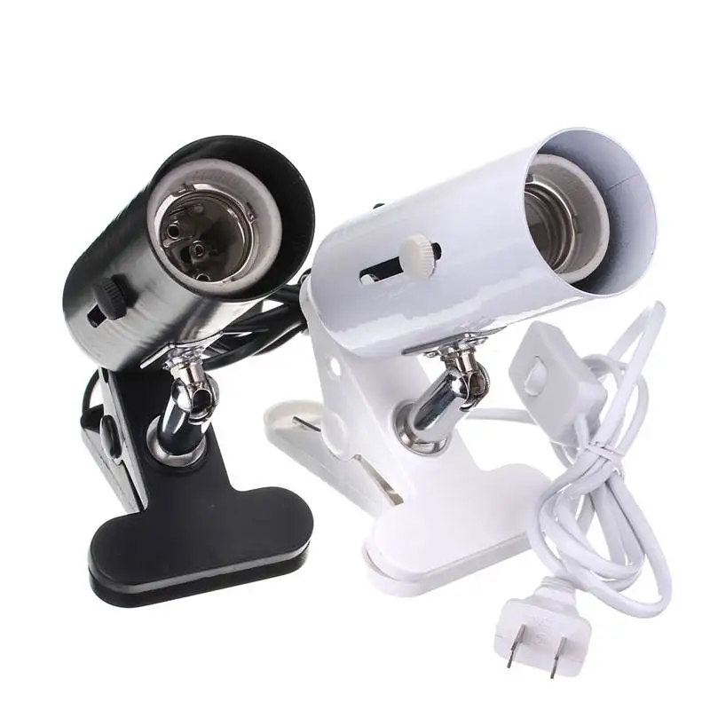 

Aquarium Reptile Emitter Heat Clip on E27 Lamp Base Light Lamp Holder Socket Adapter Lamp Fitting Max 200W US plug White Black