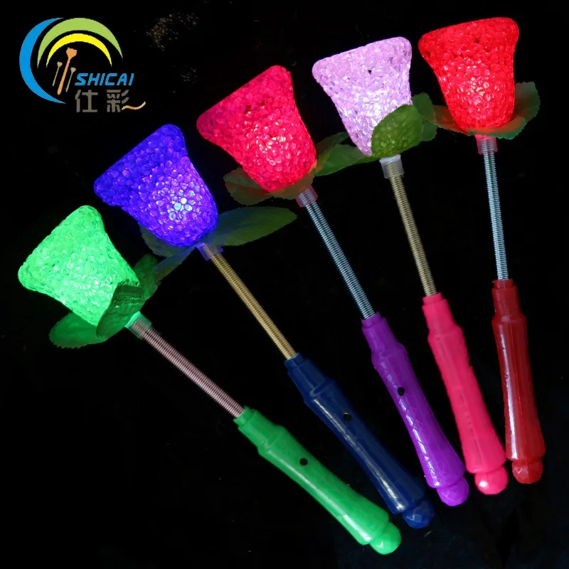 Flashing Light Sticks with Spring Blinking Rose LED for Party Music