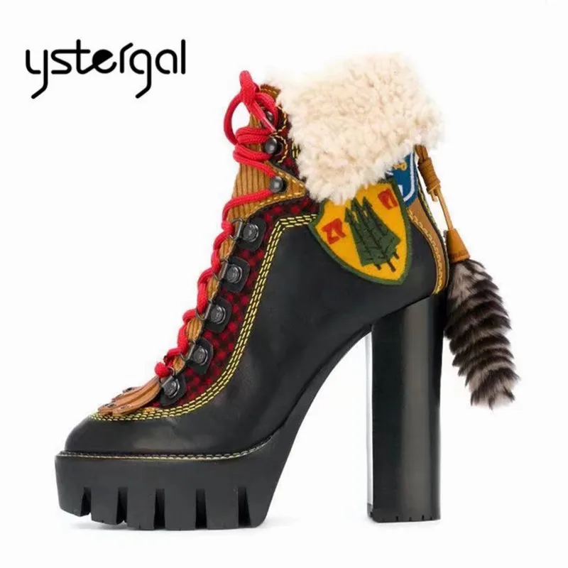 Goma Nuevas Grueso Cálido Bombas Tobillo Bota Tacón 12 Mujeres multiple 2019 Negro Invierno Alto Y Cm Plataforma Zapatos Piel Botas Mujer Ystergal De Las xqCwRPFE