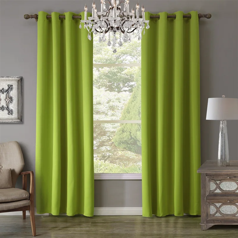 Sunnyrain 1 Piece Green Curtain For Living Room Blackout Sunnyrain 1 Piece Green Curtain For Living Room Blackout Bedroom D Window Curtains Punching Cotinas In From Home Garden On