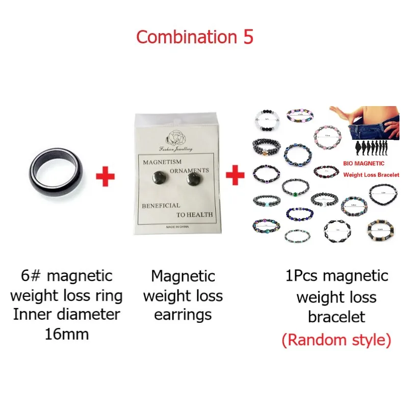 Магнитное кольцо для потери веса, серьги для похудения, кольцо для пальцев ног, браслет для сжигания жира, инструмент для потери веса, комбинация, опт и дропшиппинг - Цвет: Combination 5