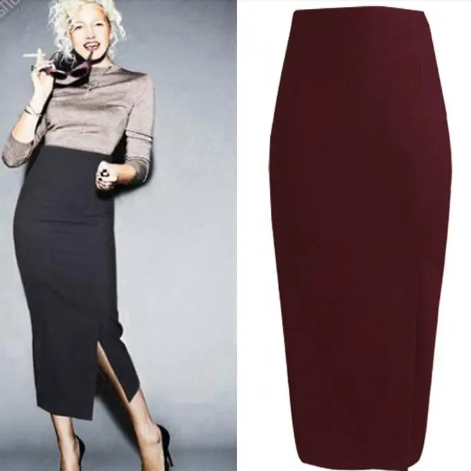 Осенне-зимние женские юбки-карандаш с высокой талией, шерстяные юбки размера плюс для работы, офиса, деловой женщины, юбки размера плюс 3XL