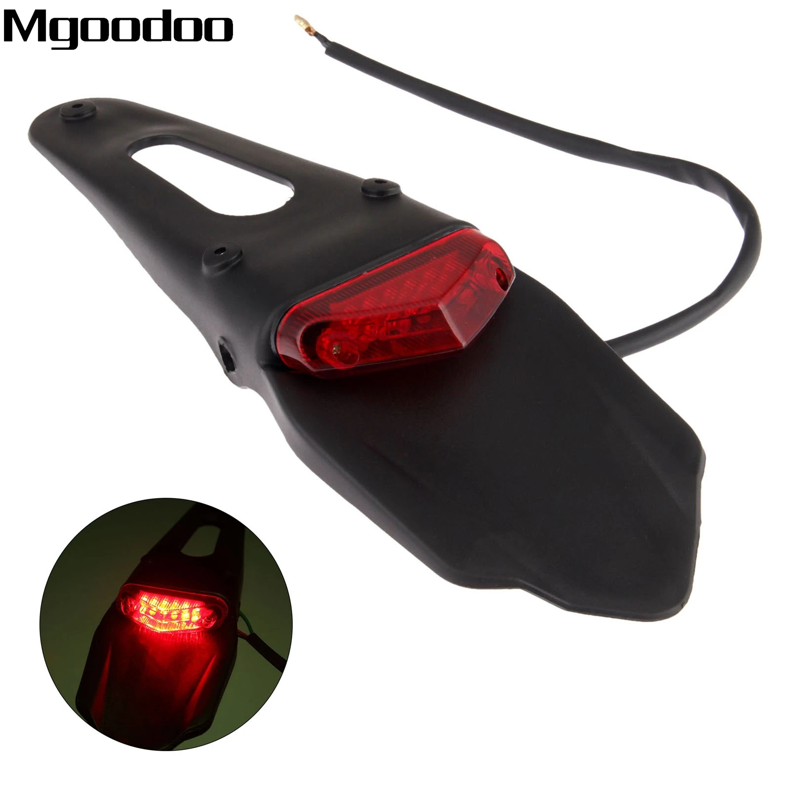 

Mgoodoo Universal Motorcycle LED Stop Brake Rear Tail Light Lamp Fender Light Mud Guard Back Splash Lamp Red High Quality ABS