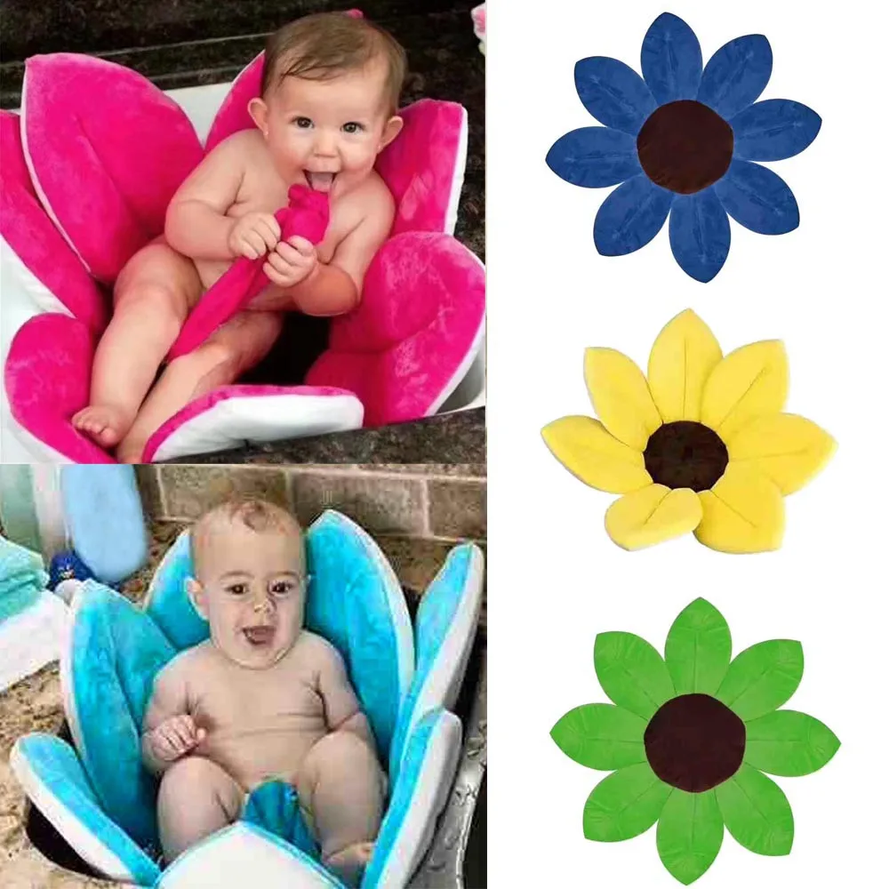 

Baby Shower Blooming Flower Bathtub Newborn Foldable Four Petal Flower Shower Cushion mat Baby Security Petal Seat Pad
