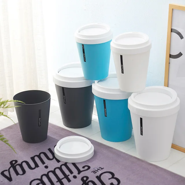 1 Pcs Creative Coffee Cup Shaped Trash Cans Garbage Bins Plastic