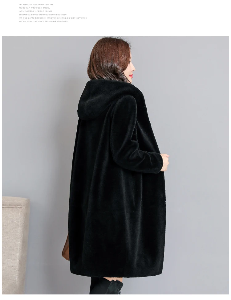 Овечья стрижка пальто Двусторонняя Меховая куртка Зимний плащ был тонкий длинный с капюшоном размера плюс меховые пальто шерстяное пальто S~ 4XL