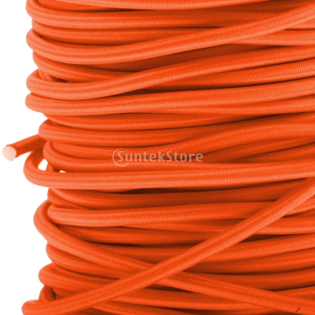 Black/Orange 4mm Marine Bungee Rope Shock Cord Car Truck Roof Racks Trailers Boats Kayaks Tie Down 0.5 2 20 30 50 75m