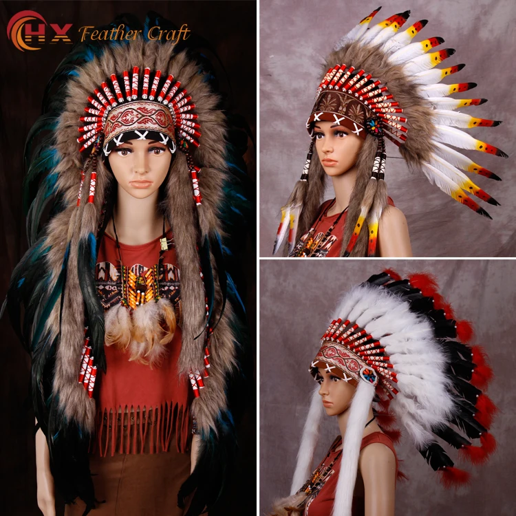 Indian Feather headdress handmade feather costumes native feather headdress war bonnet indian feather hat