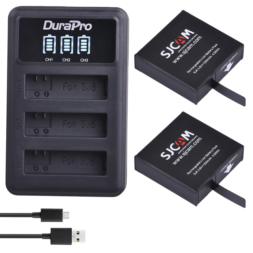 

Original SJCAM SJ8 Battery ( 2pcs Batteries + LED Dual Charger ) 1200mAh Rechargeable Li-ion Battery for SJCAM SJ8 Action Camera