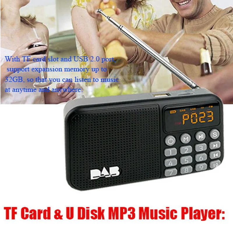 TF карта U диск MP3 музыкальный плеер мини DAB/DAB+ 3 Вт Портативный fm-приемник Bluetooth BT 4,0 динамик цифровое радио