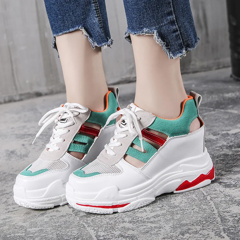 

SWYIVY Wedge Sandals Shoes Platform Woman Summer New Female Casual Shoes Hallow Breathable Thick Bottom Sandal Shoes Woman