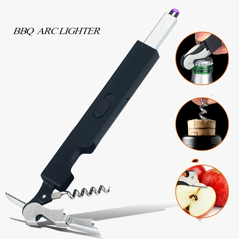 

Long Electric Rechargeable USB Kitchen Lighter Windproof Electronic Cigarette Lighters Plasma Pulsed Arc BBQ Flameless Lighter