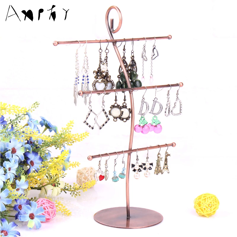 Wrought Iron Jewelry Display Shelf Earrings Necklace Holder Stud