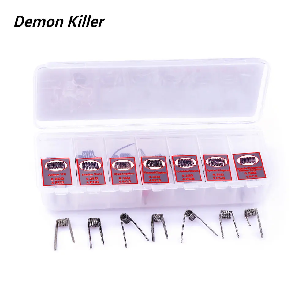 Оригинальная спираль Demon Killer 7 в 1 28 шт. набор с Alien V2/Tsuka/Clapception/Framed/Spaced/Tri twised Clapton|coil