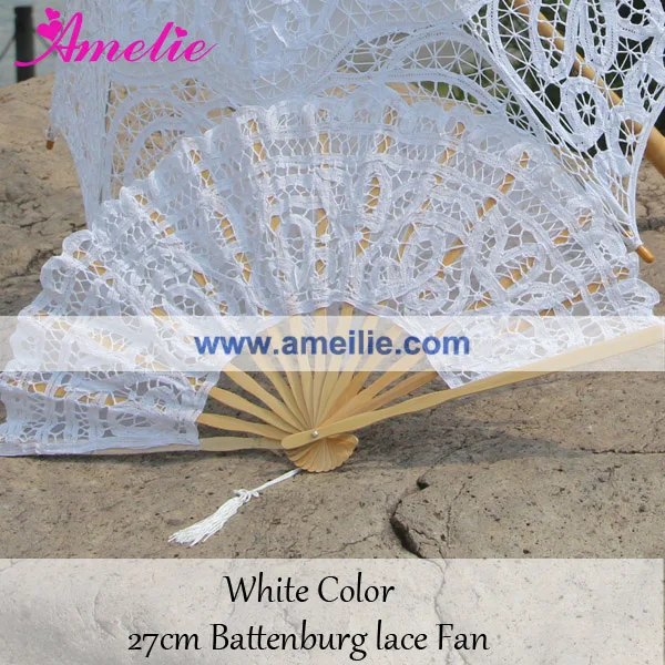 Victorian Handmade Party Decoration Wedding Gifts Vintage Battenburg Lace Fan 27cm 1pc Bridal Gifts Hand Lace Fan