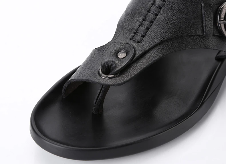 Ramialali Лето Для мужчин корова кожаные сандалии в римском стиле Стиль открытый Повседневное Мужская обувь дышащая гладиаторы без каблука Обувь