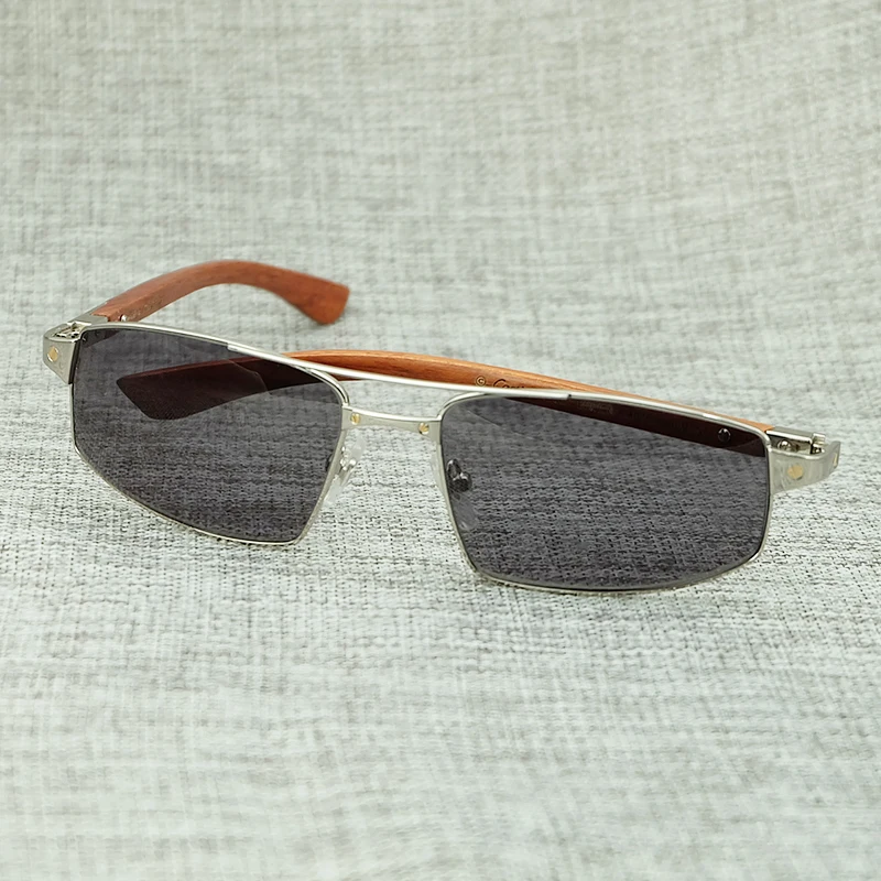 

High Grade Metal Frame With Maroon Wood Temple Full Rim Sunglasses Carter Men And Women Sun Glass Stylish Elegant Gift Eyewear