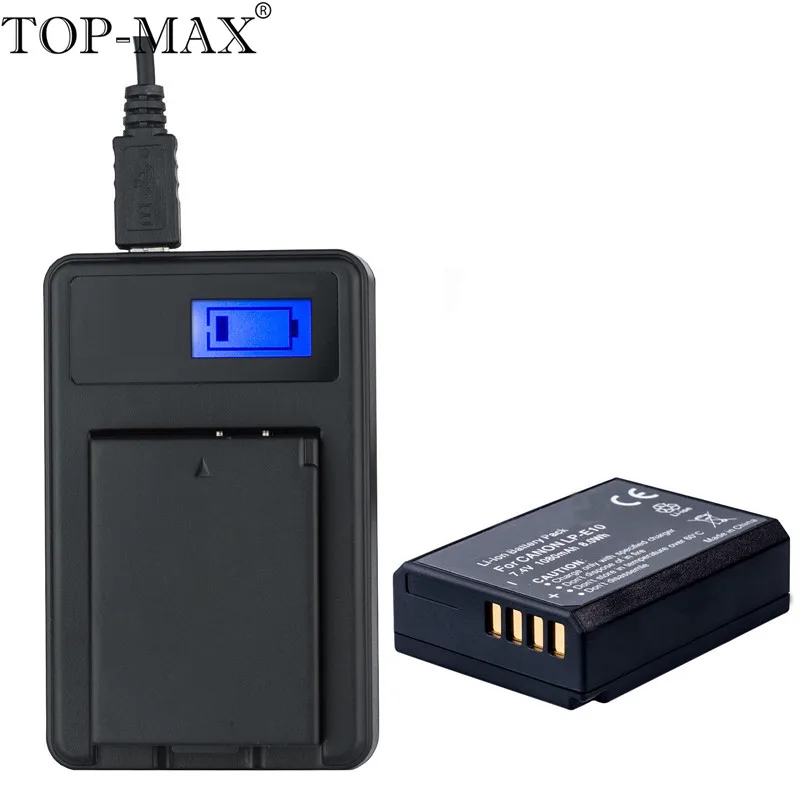 

TOP-MAX 1080mAh Digital Camera Battery+LED USB Charger For CANON LP-E10 LPE10 EOS 1100D 1200D KISS X50 Rebel T3 Rebel T5