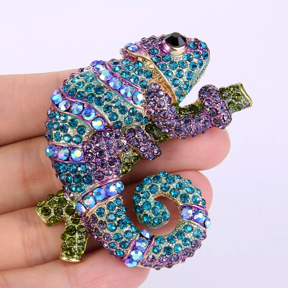 Брошь в виде хамелеона для женщин и мужчин золотистая|crystal rhinestone brooch|rhinestone broochbrooch