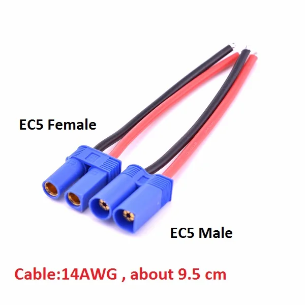 EC3 EC5 к T Deans Разъем XT60 разъем адаптера Deans разъем 12AWG 14AWG кабель провода для RC Lipo ESC двигатель Дрон - Цвет: EC5 Male Female x2