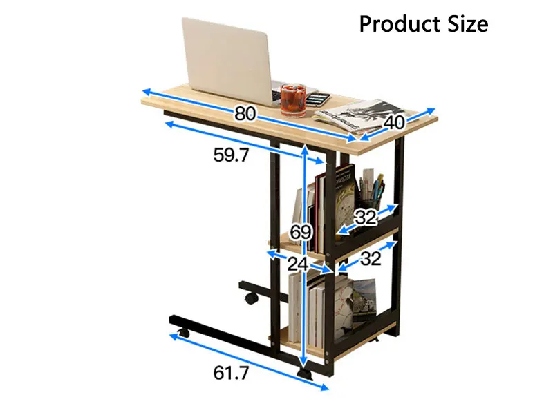 Модный простой прикроватный столик для ноутбука, компьютерный стол, домашняя кровать, складной мобильный стол для ноутбука с колесиком с полкой для хранения