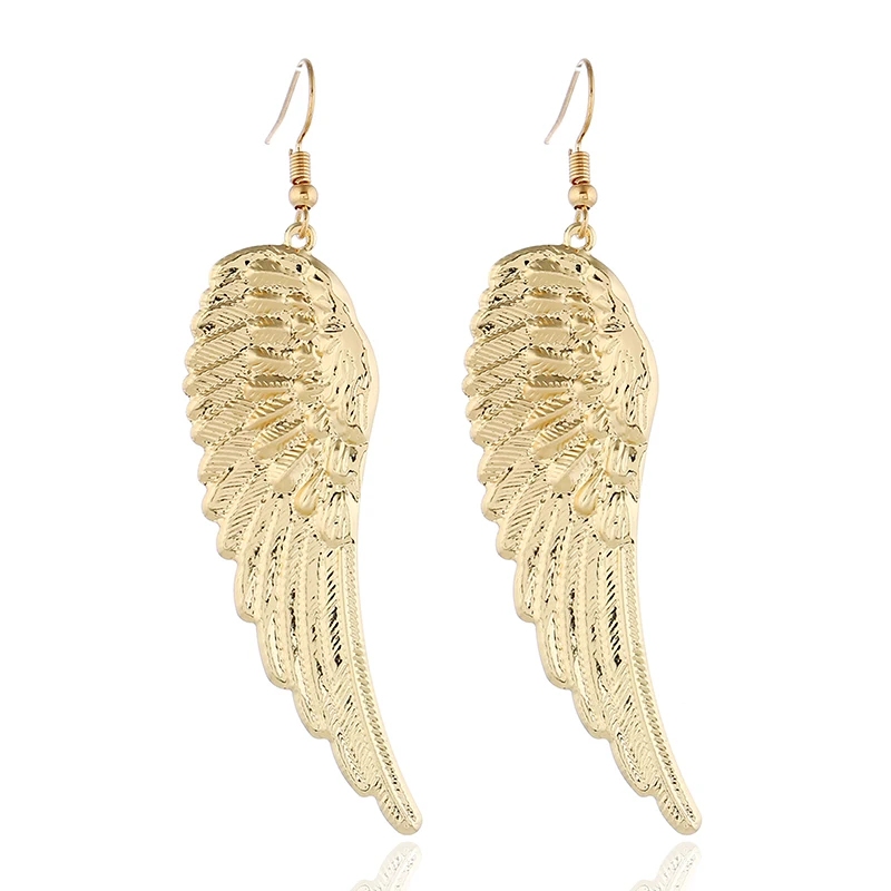 

FLDZ Exaggerated Hipster Long Drop Earrings Gold Angel Wings Single Hanging Dangle Earring For Women Fashion Jewelry pendientes