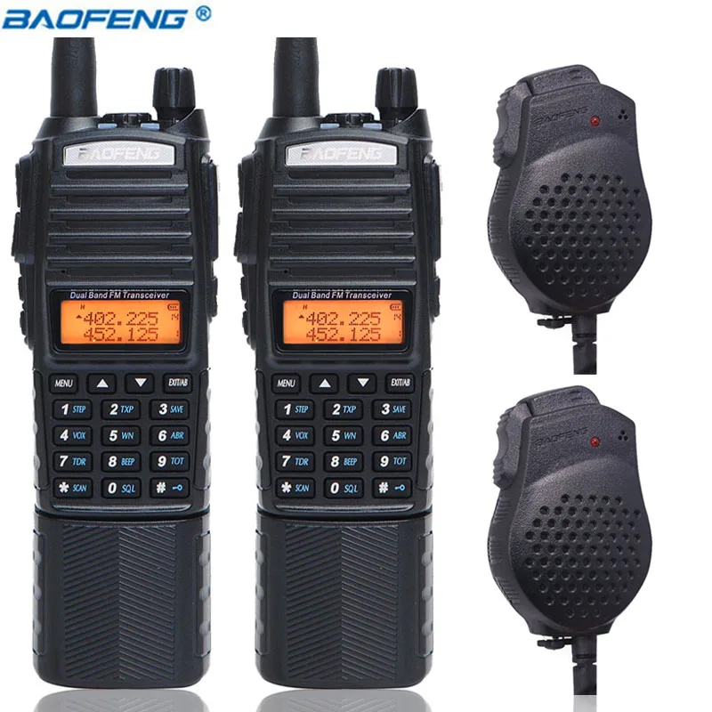 BaoFeng UV-82 Plus 10 км Высокая мощность 3800 мАч рация На Батарейках двухдиапазонного радио 10 км с разъемом постоянного тока портативное радио uv82 - Цвет: add speaker mic