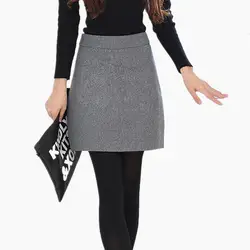 2019 весна осень зима Женская высокая талия трапециевидная юбка короткая юбка из шерсти тонкая элегантная Базовая Сексуальная мини-юбка